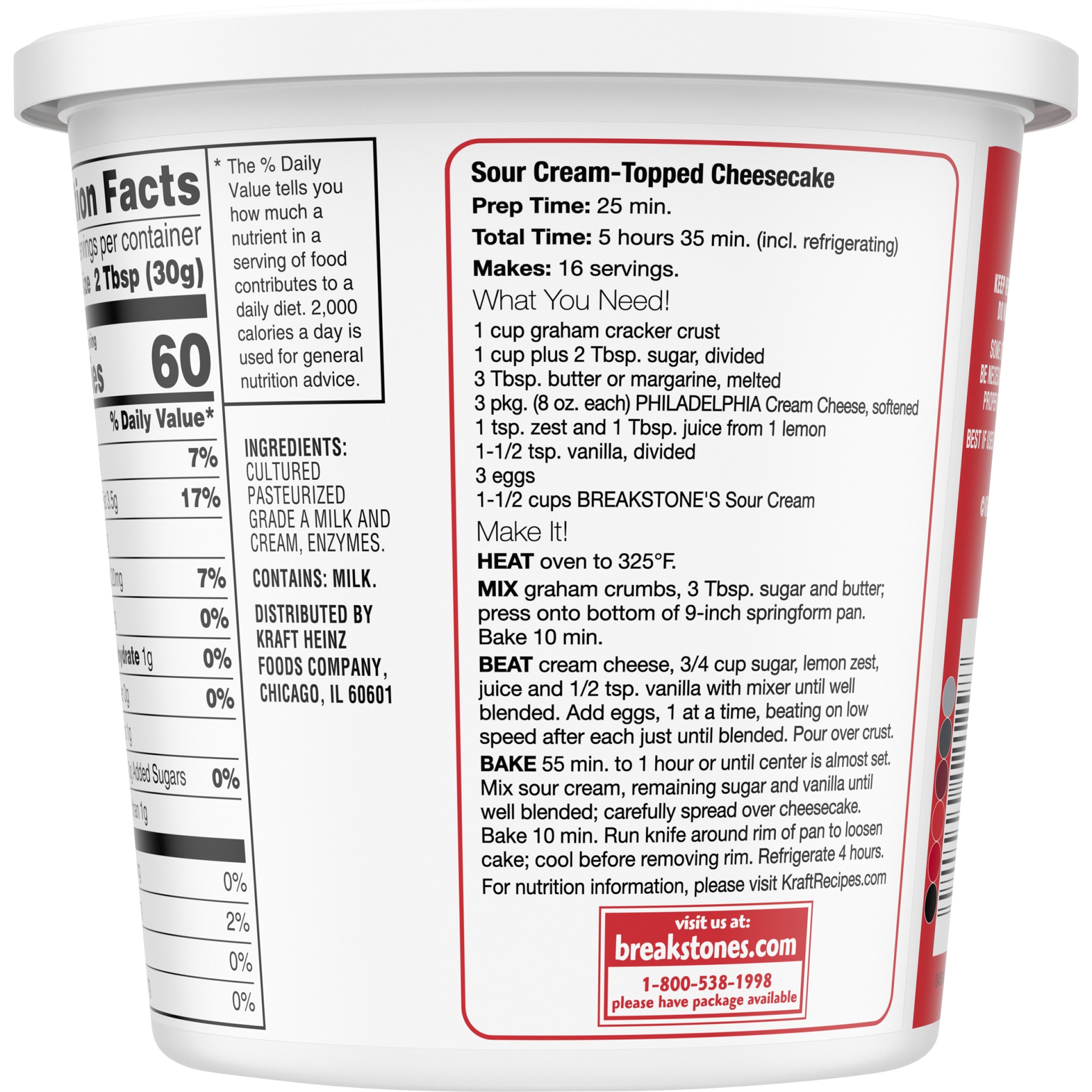 slide 6 of 8, Breakstone's All Natural Sour Cream, 24 oz Tub, 24 oz