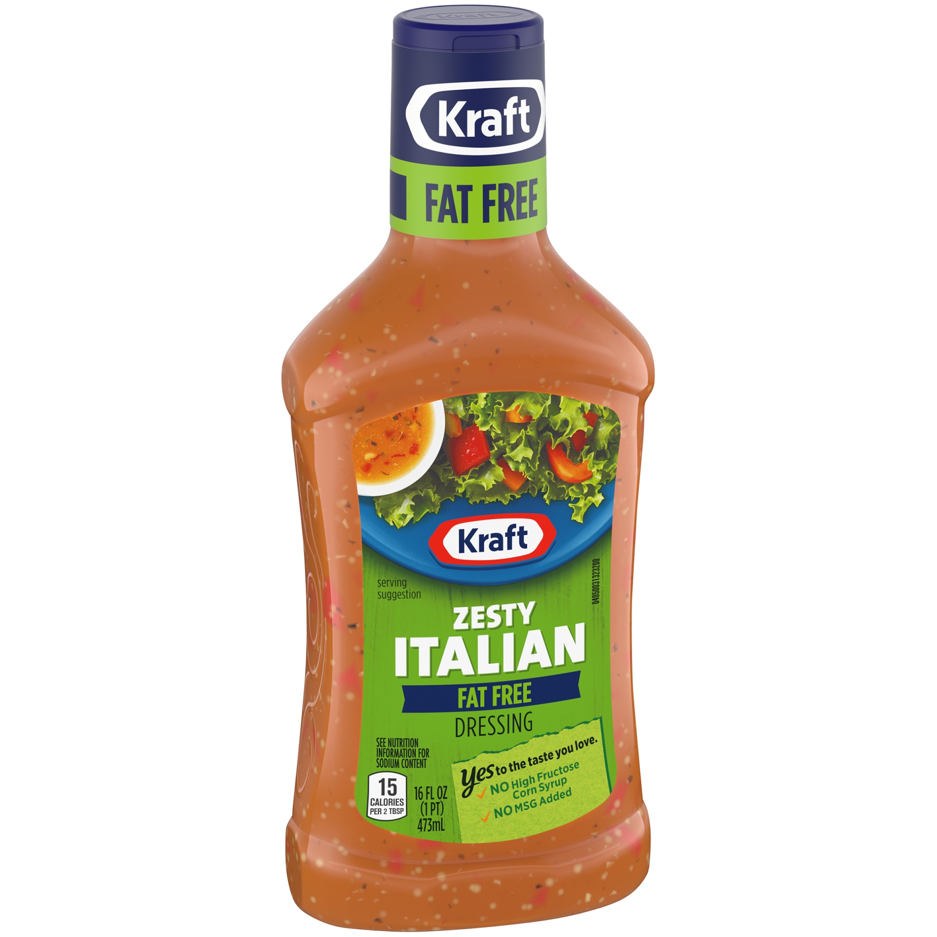 slide 4 of 6, Kraft Zesty Italian Fat Free Salad Dressing Bottle, 16 fl oz
