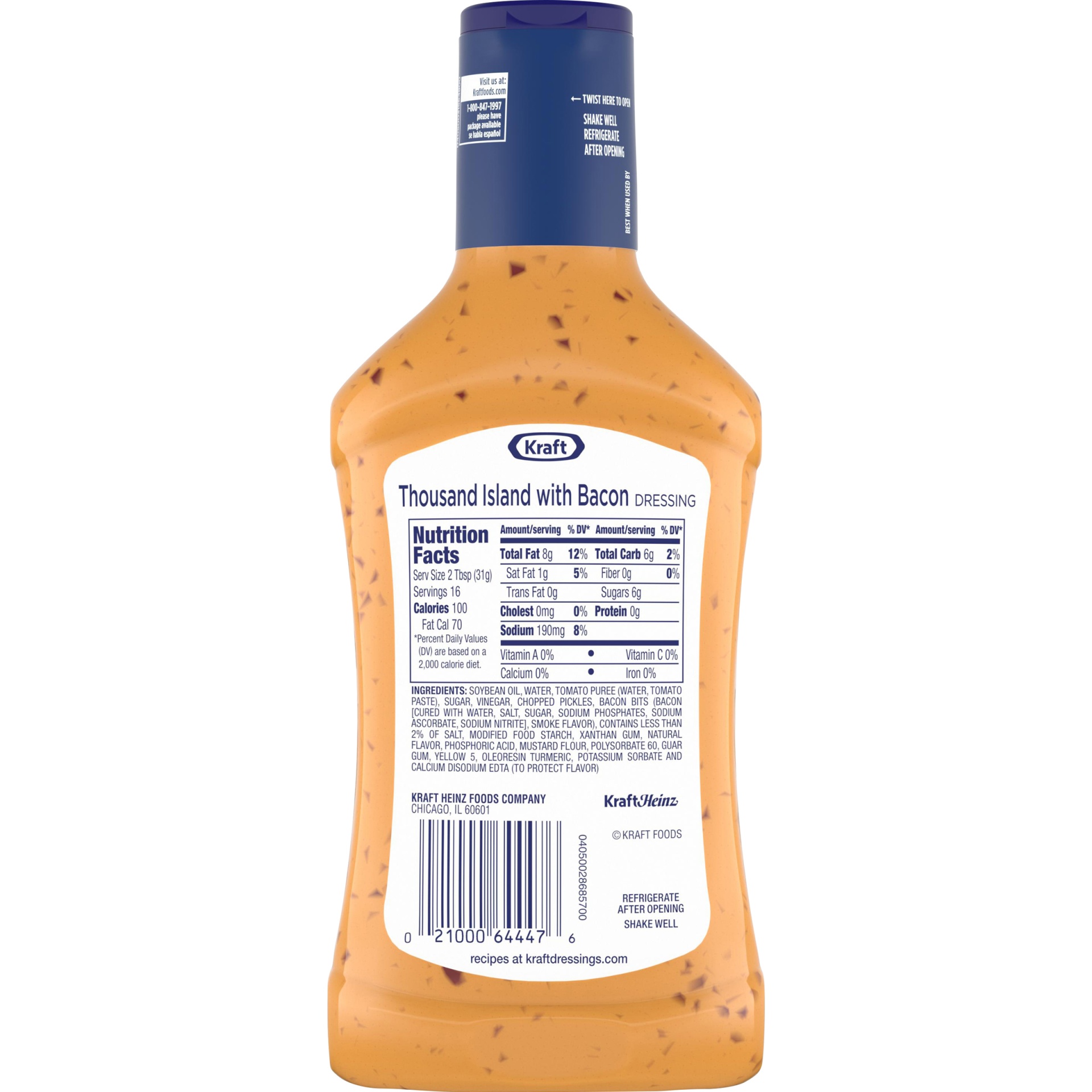 Kraft Thousand Island Salad Dressing with Bacon Bottle 16 fl oz Shipt