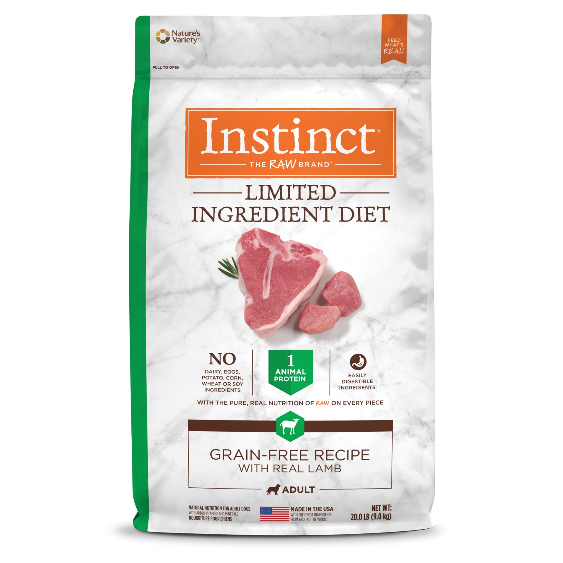 slide 1 of 10, Instinct Limited Ingredient Diet Lamb Dry Dog Food, 20 lb. Bag, 20 lb