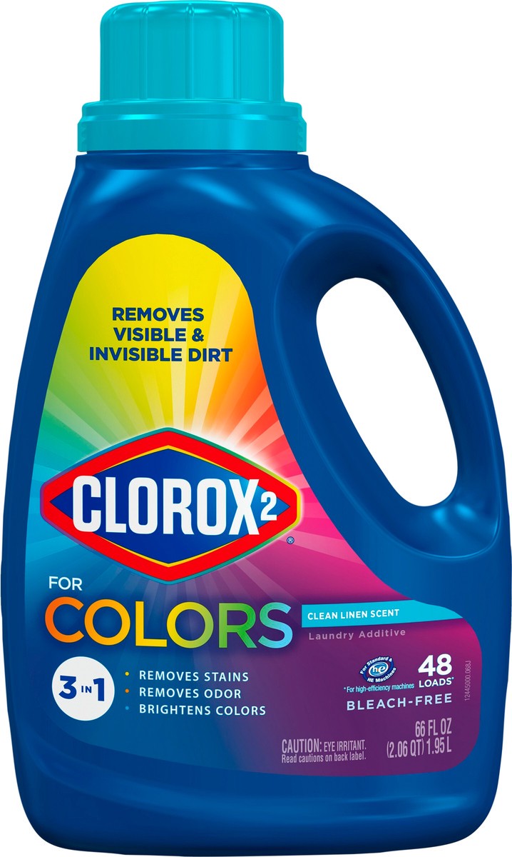 slide 2 of 7, Clorox 2 Laundry Stain Remover and Color Booster, Clean Linen, 66 Ounces, 66 fl oz