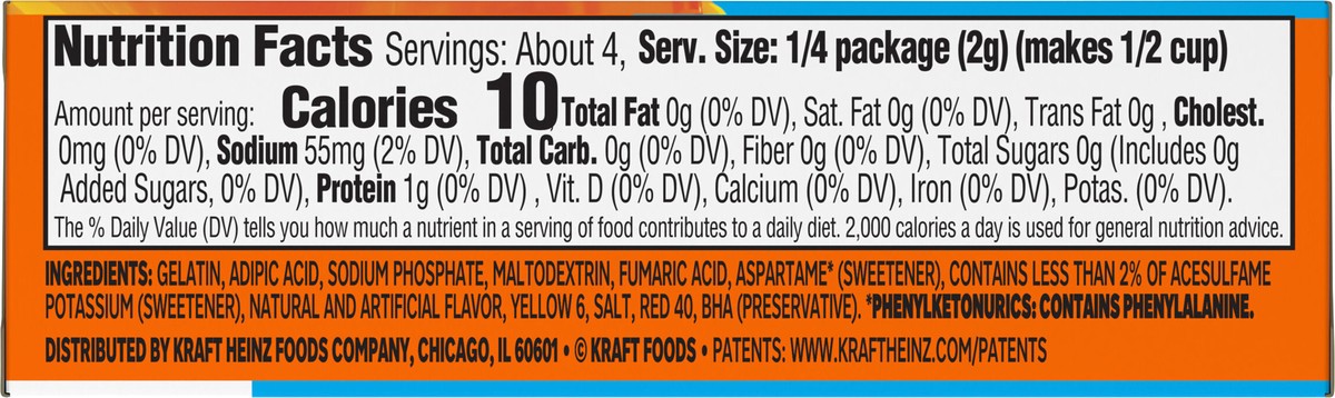 slide 13 of 13, Jell-O Orange Artificially Flavored Zero Sugar Low Calorie Gelatin Dessert Mix, 0.3 oz Box, 0.3 oz