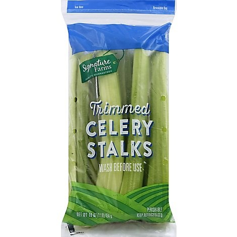 slide 1 of 1, Signature Farms Trimmed Celery Stalks Washed Prepacked, 16 oz