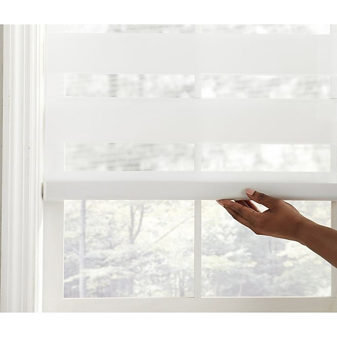 slide 2 of 3, Real Simple Cordless Layered Shade - White, 27 in x 72 in