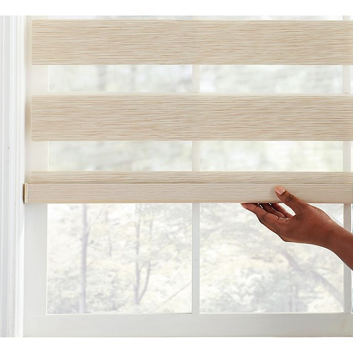 slide 2 of 3, Real Simple Cordless Layered Shade - Natural, 23 in x 72 in