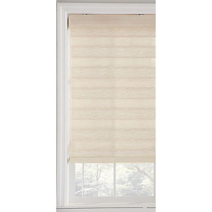 slide 3 of 3, Real Simple Cordless Layered Shade - Natural, 23 in x 72 in