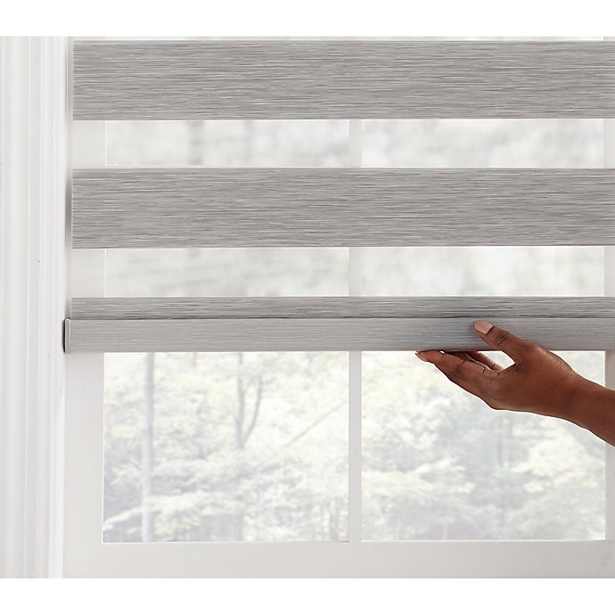 slide 2 of 2, Real Simple Cordless Layered Shade - Grey, 23 in x 72 in