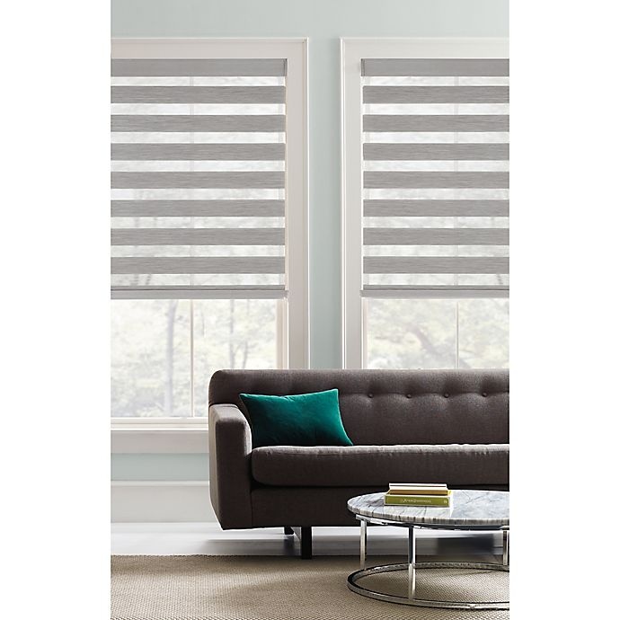 slide 1 of 2, Real Simple Cordless Layered Shade - Grey, 23 in x 72 in