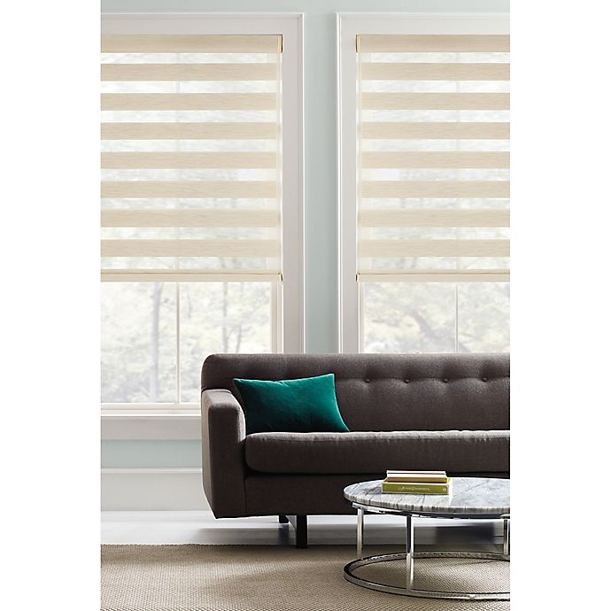 slide 1 of 2, Real Simple Cordless Layered Shade - Natural, 44 in x 72 in