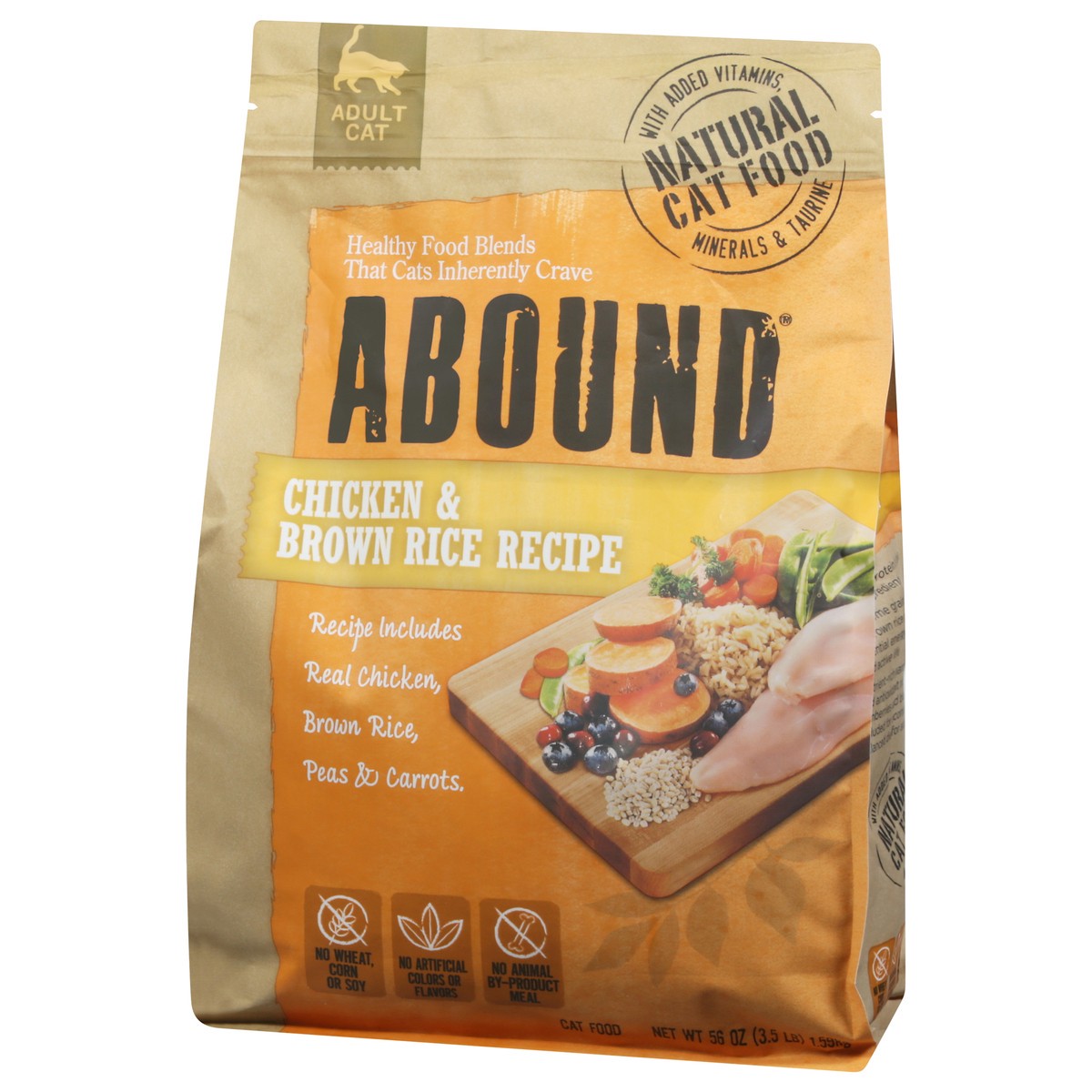 slide 3 of 10, Abound Chicken & Brown Rice Recipe Cat Food, 3.5 lb