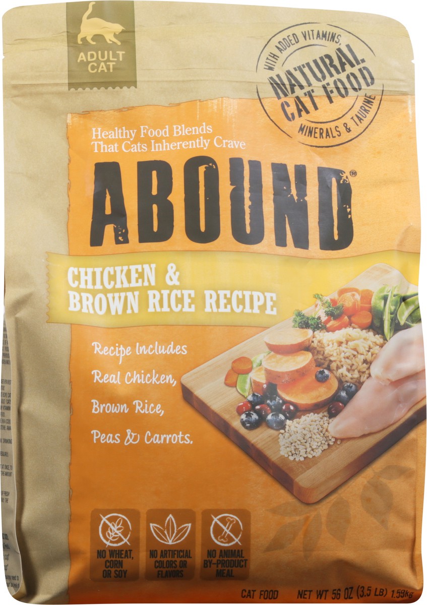 slide 8 of 10, Abound Chicken & Brown Rice Recipe Cat Food, 3.5 lb