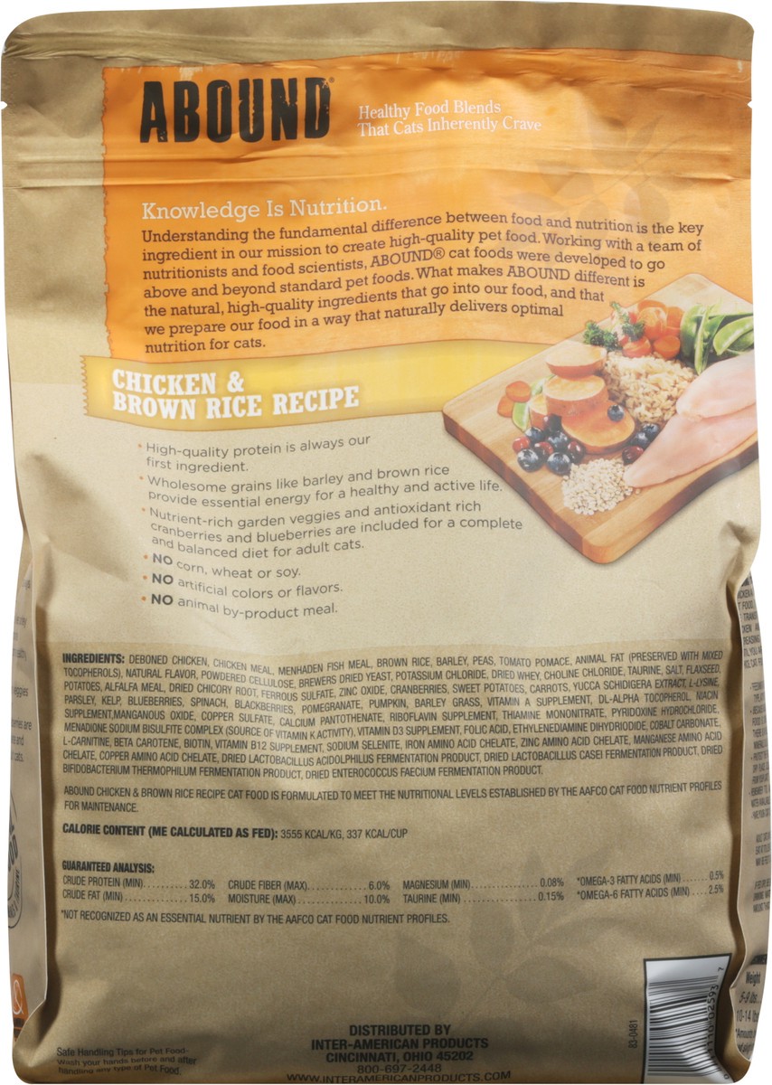 slide 9 of 10, Abound Chicken & Brown Rice Recipe Cat Food, 3.5 lb