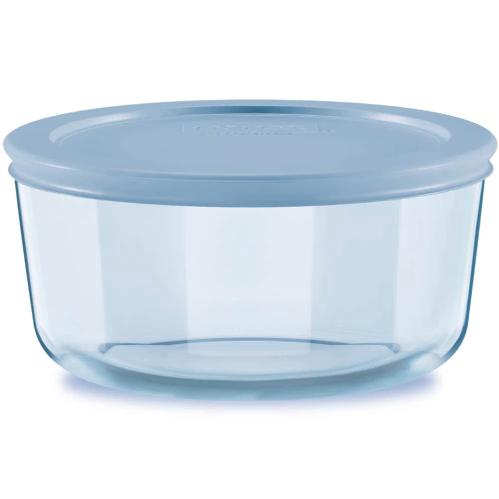 slide 1 of 1, Pyrex Simply Store Collection Round Blue Glass Storage Containers, 1 ct
