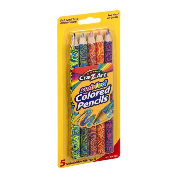 slide 1 of 1, Cra-Z-Art Swirled Colored Pencils Jumbo Rainbow Swirl, 5 ct