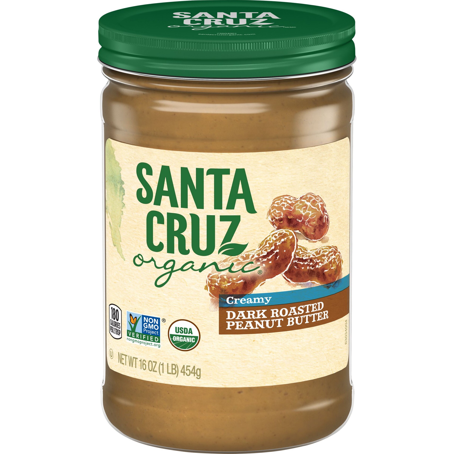 slide 1 of 6, Santa Cruz Organic Dark Roasted Creamy Peanut Butter, 16 oz