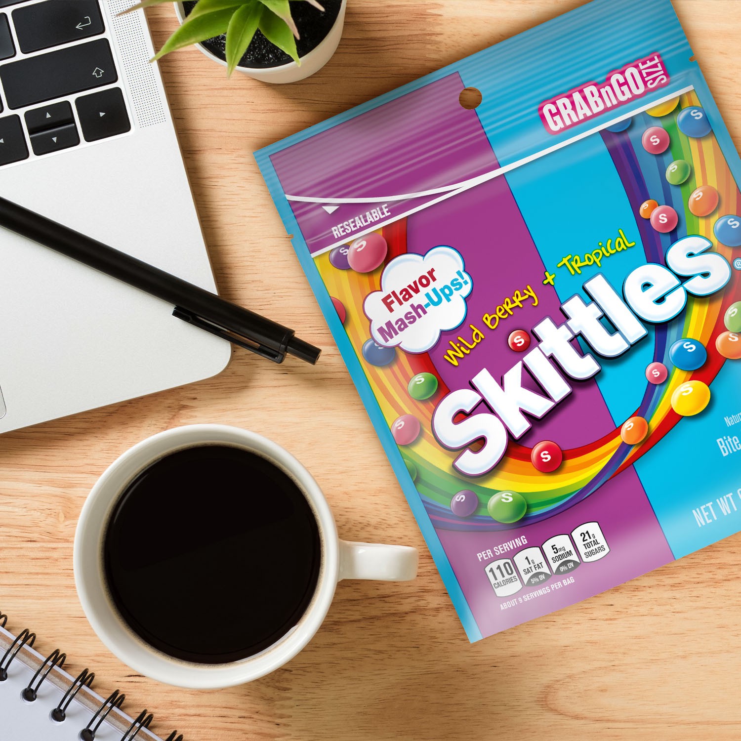 slide 7 of 8, SKITTLES Flavor Mash-Ups Wild Berry & Tropical Chewy Candy, Grab N Go, 9 oz Resealable Bag, 9 oz