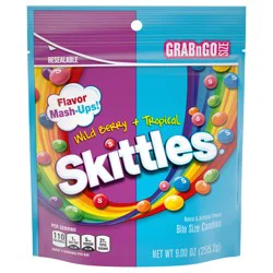 SKITTLES Flavor Mash-Ups Wild Berry & Tropical Chewy Candy, Grab N Go, 9 oz Resealable Bag