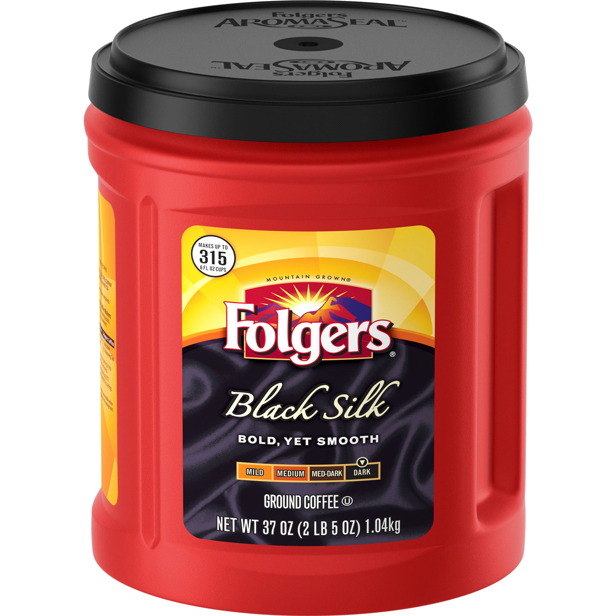 slide 1 of 1, Folgers Ground Black Silk, 37 oz
