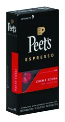 Peet's Espresso Crema Scura Arabica Coffee Pods - 10 ct