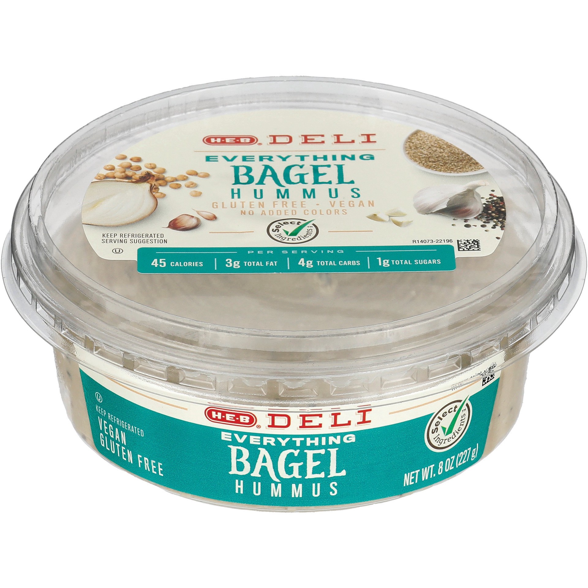slide 1 of 1, H-E-B Deli Everything Bagel Hummus, 8 oz