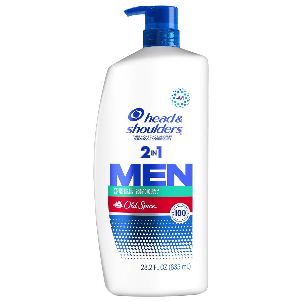 slide 1 of 7, Head & Shoulders Head and Shoulders Mens 2 in 1 Dandruff Shampoo and Conditioner, Anti-Dandruff Treatment, Old Spice Pure Sport for Daily Use, Paraben Free, 28.2 oz, 28.20 fl oz