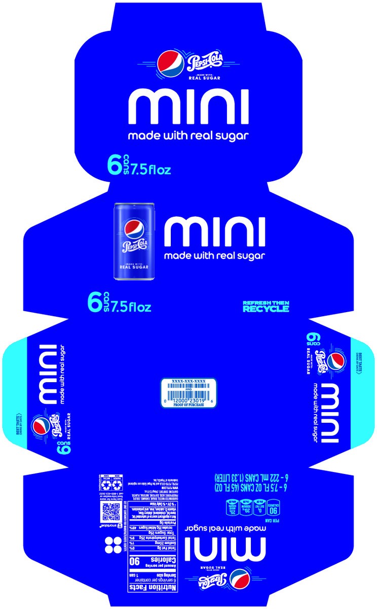 slide 8 of 11, Pepsi Real Sugar Soda Cola , Paperboard - 6 ct, 6 ct; 7.5 oz