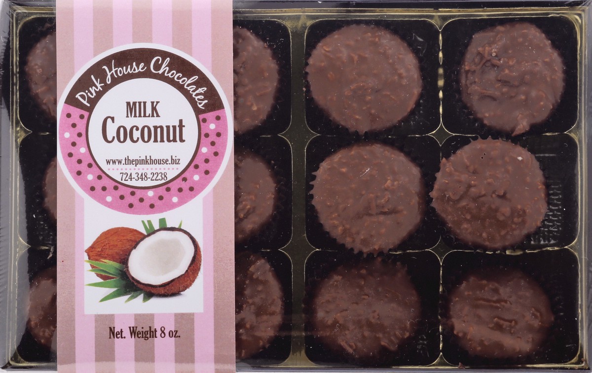 slide 3 of 12, Pink House Chocolates Milk Coconut 8 oz, 8 oz