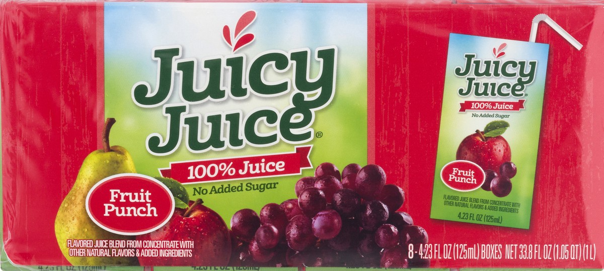 slide 2 of 9, Juicy Juice 100% Juice, Fruit Punch, 8 Count, 4.23 FL OZ Juice Boxes, 4.23 oz