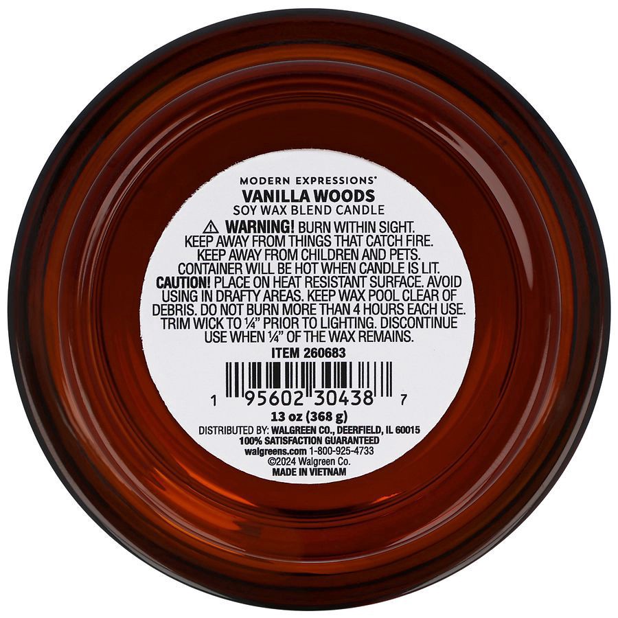 slide 4 of 5, Modern Expressions Soy Blend Candle Vanilla Woods, 13 oz