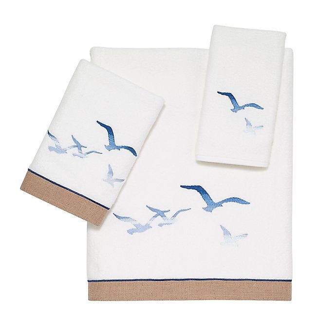 slide 1 of 4, Avanti Seagulls Fingertip Towel - White, 1 ct