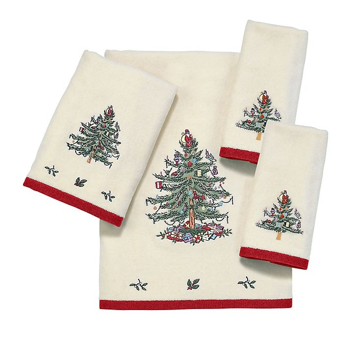 slide 2 of 2, Avanti Spode Christmas Tree Bath Towel - Red, 1 ct