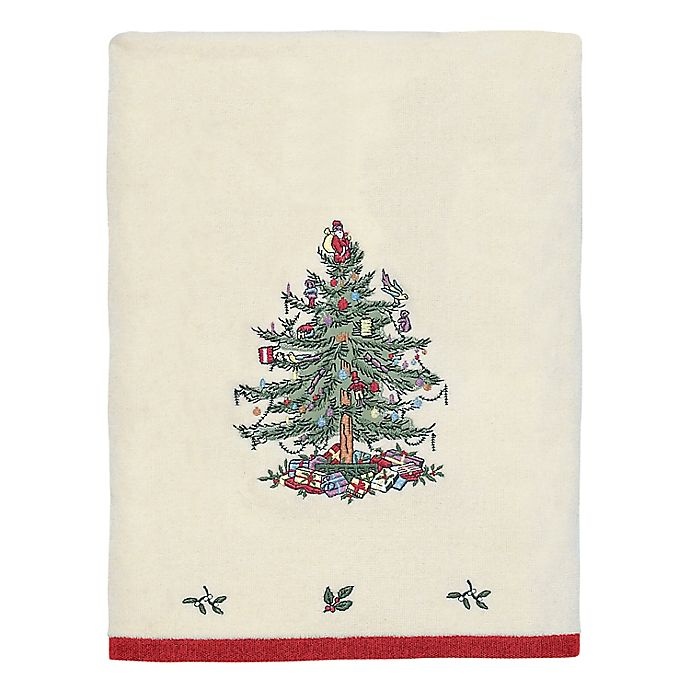 slide 1 of 2, Avanti Spode Christmas Tree Bath Towel - Red, 1 ct