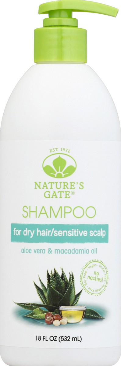 slide 2 of 2, Nature's Gate Shampoo, Vegan, Moisturizing, Aloe Vera + Macadamia Oil, 18 oz