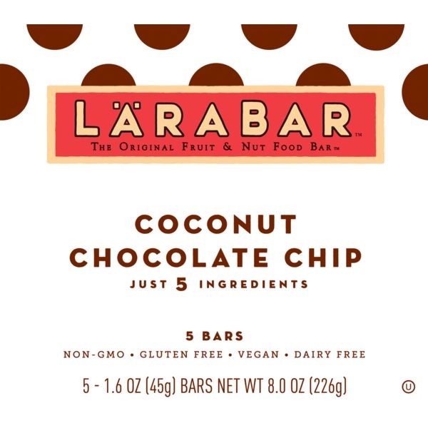 slide 1 of 3, Larabar Coconut Chocolate Chip Fruit & Nut Food Bar, 5 ct