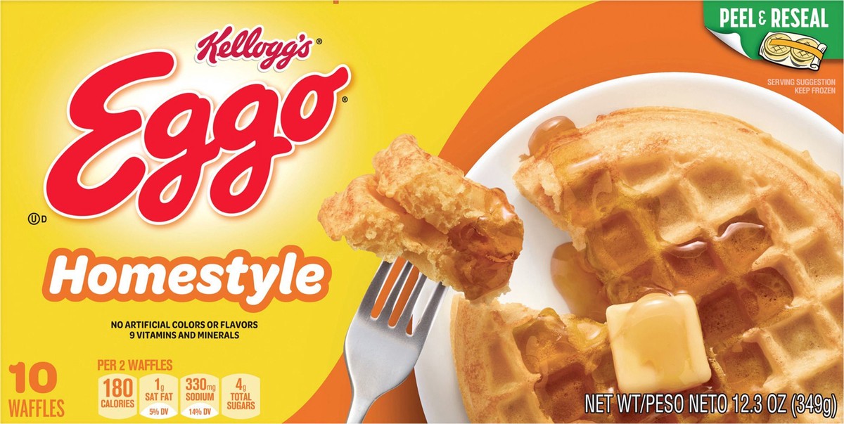 slide 10 of 12, Eggo Homestyle Frozen Waffles, Original, 12.3 oz, 10 Count, Frozen, 12.3 oz
