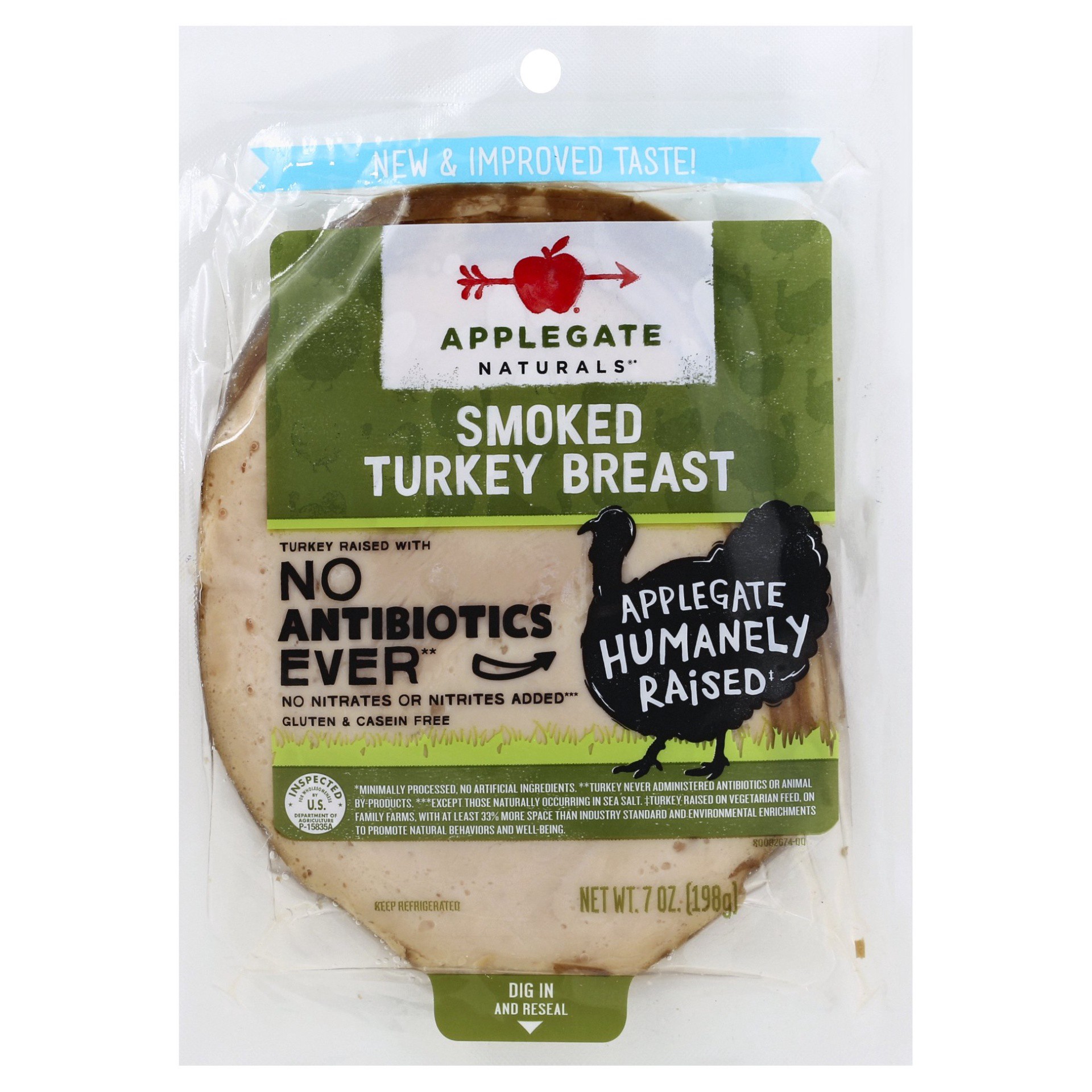 slide 1 of 3, Applegate Naturals Sliced Smoked Turkey Breast, 7 oz