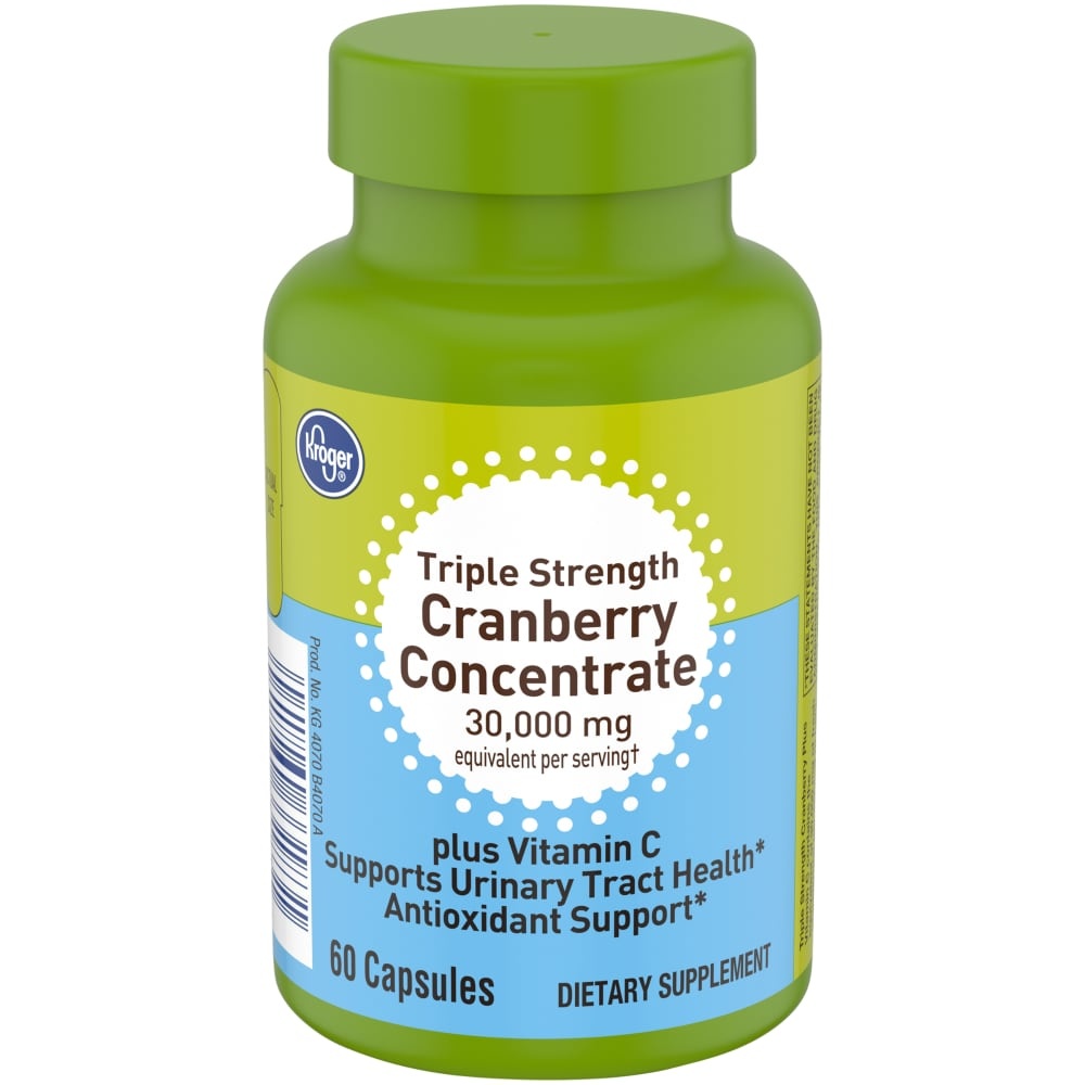 slide 1 of 1, Kroger Triple Strength Cranberry Concentrate Capsules 30000 Mg, 60 ct