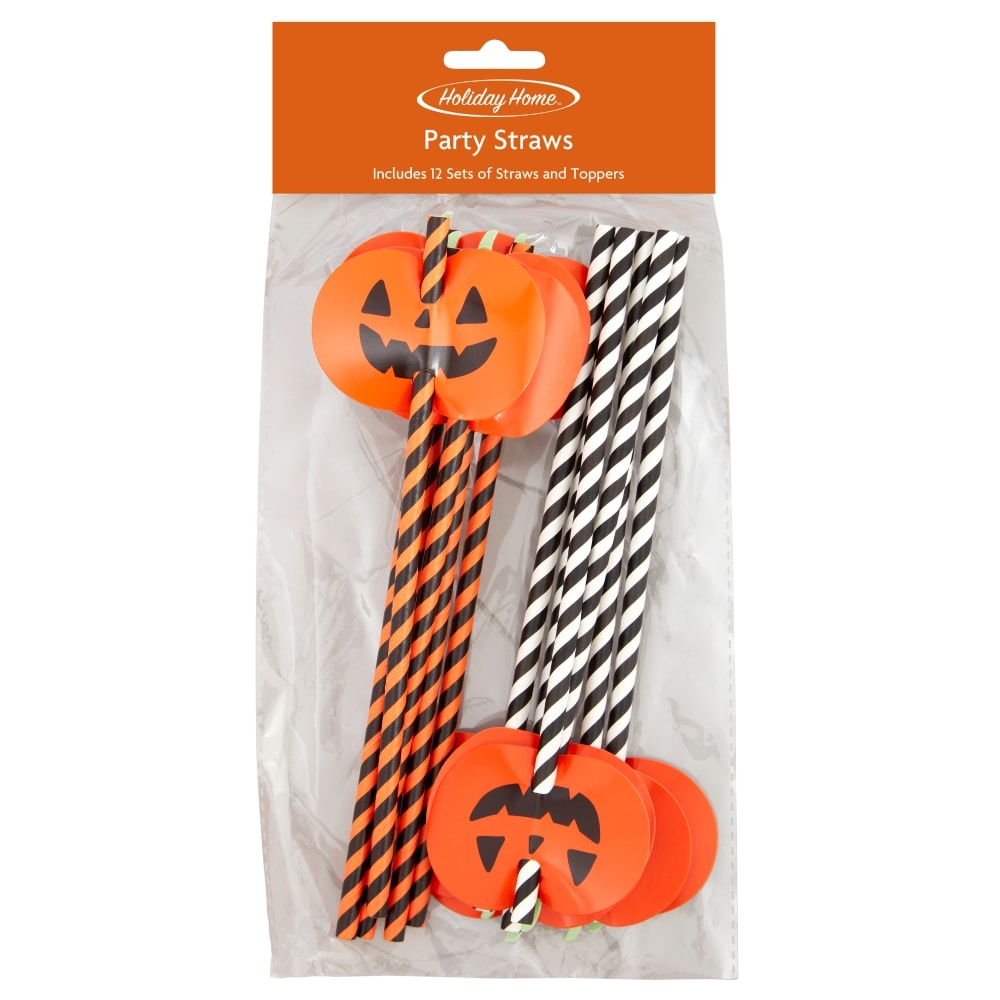 slide 1 of 1, Holiday Home Halloween Paper Straws, 12 ct