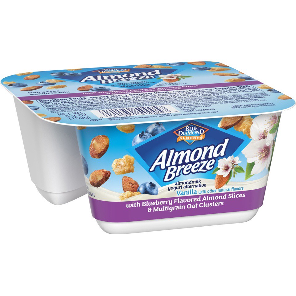 slide 2 of 4, Almond Breeze Yogurt Alternative, Vanilla With Blueberry, Almonds, And Multigrain Oats, 5.3 oz