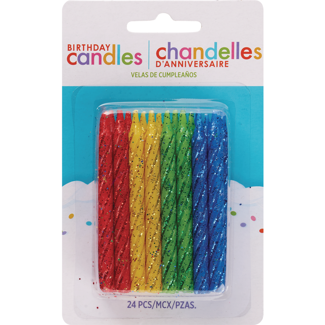 slide 1 of 1, AMSCAN Cndl Lrg Glttr Sprl Primary, 1 ct