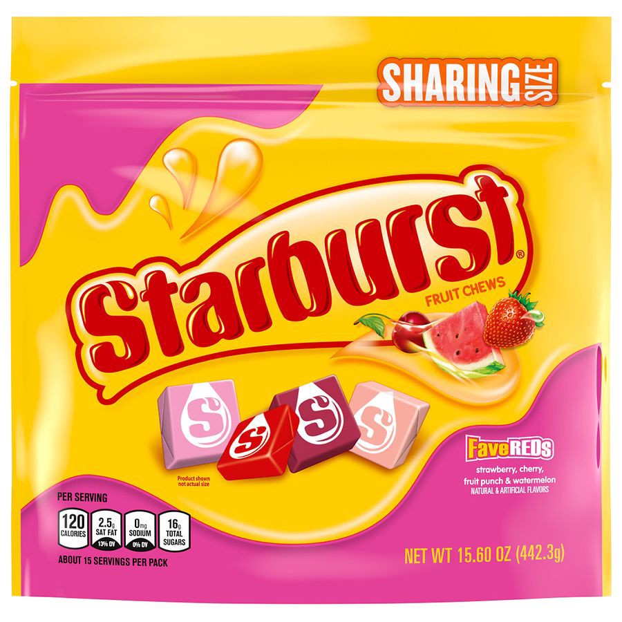 slide 5 of 5, Starburst FaveReds Fruit Chews Chewy Candy Sharing Size, 15.6 oz