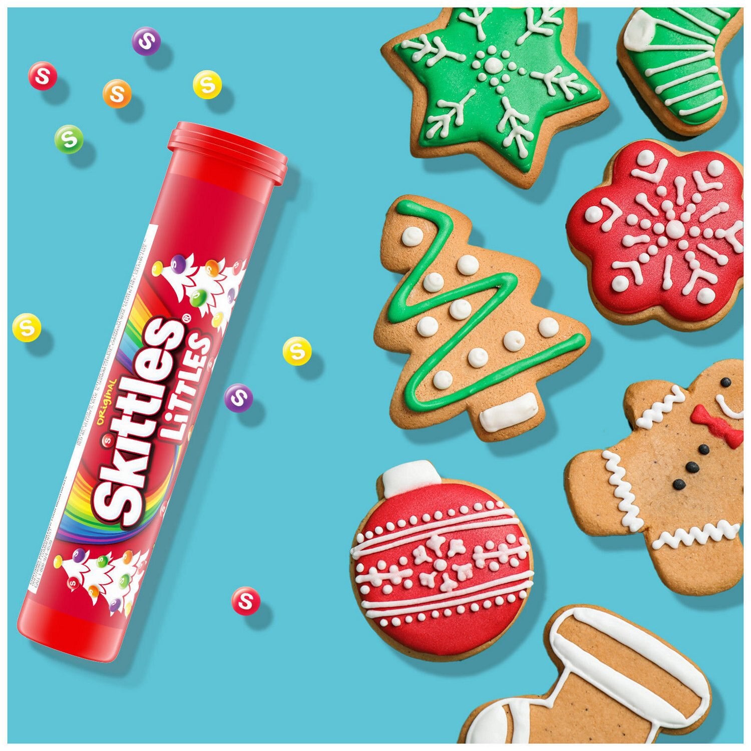 slide 5 of 8, SKITTLES LITTLES Original Chewy Christmas Candy, 1.9 Oz. Mega Tube, 1.9 oz