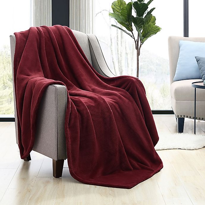 slide 2 of 2, Morgan Home Purely Soft Plush Throw Blanket - Cabernet, 1 ct