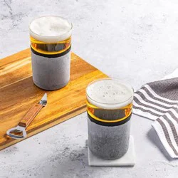 Rabbit Freezable Beer Glasses, Set Of 2 In Black