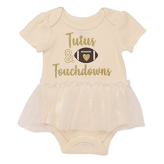 slide 1 of 1, Baby Starters Newborn Tutus & Touchdowns" Short Sleeve Bodysuit - White", 1 ct