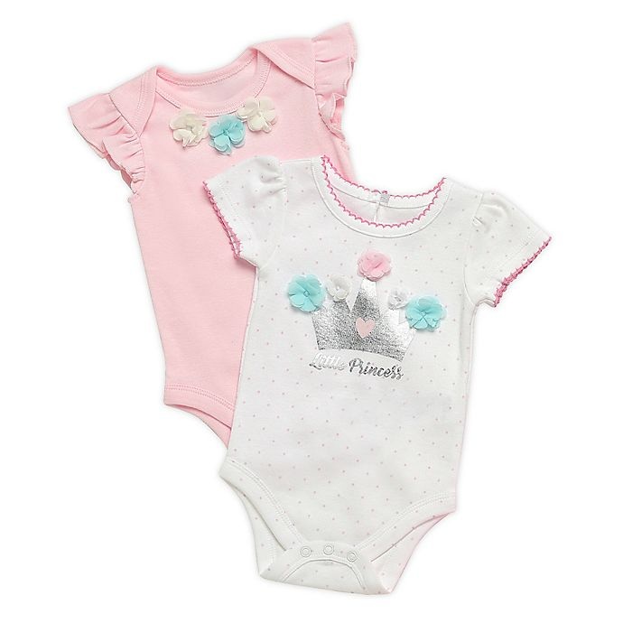 slide 1 of 1, Baby Starters Newborn Crown Little Princess Bodysuits - Pink, 2 ct