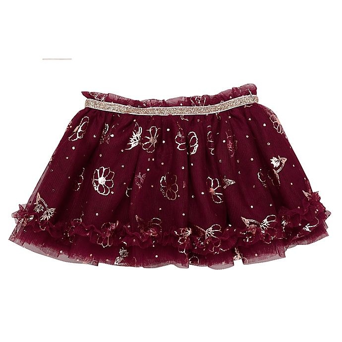 slide 1 of 1, Baby Starters Newborn Tutu Skirt - Berry with Flowers and Dots, 1 ct