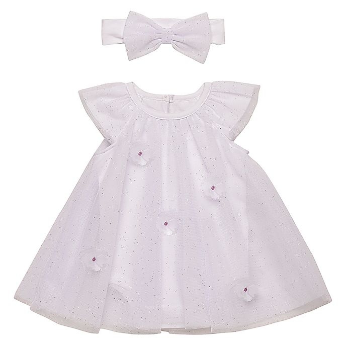 slide 1 of 1, Baby Starters Newborn Tulle Dress and Headband Set - White/Pink, 2 ct
