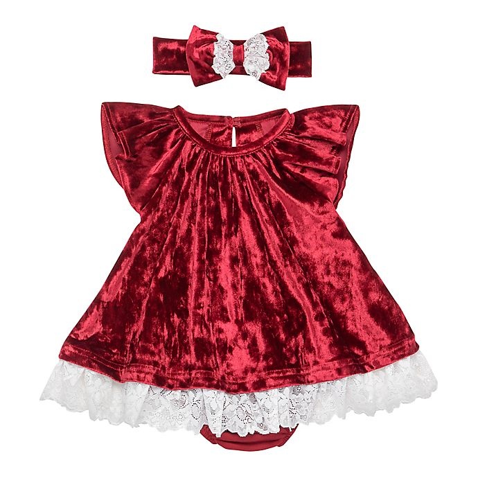 slide 1 of 1, Baby Starters Newborn Lace Trim Dress, Headband and Diaper Cover Set - Red, 3 ct