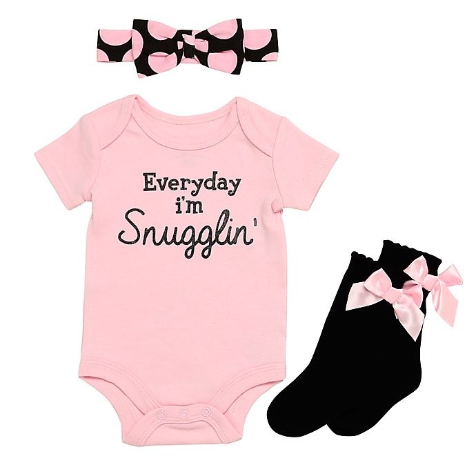slide 1 of 1, Baby Starters Newborn Everyday I'm Snugglin Bodysuit, Headband and Sock Set - Pink, 1 ct